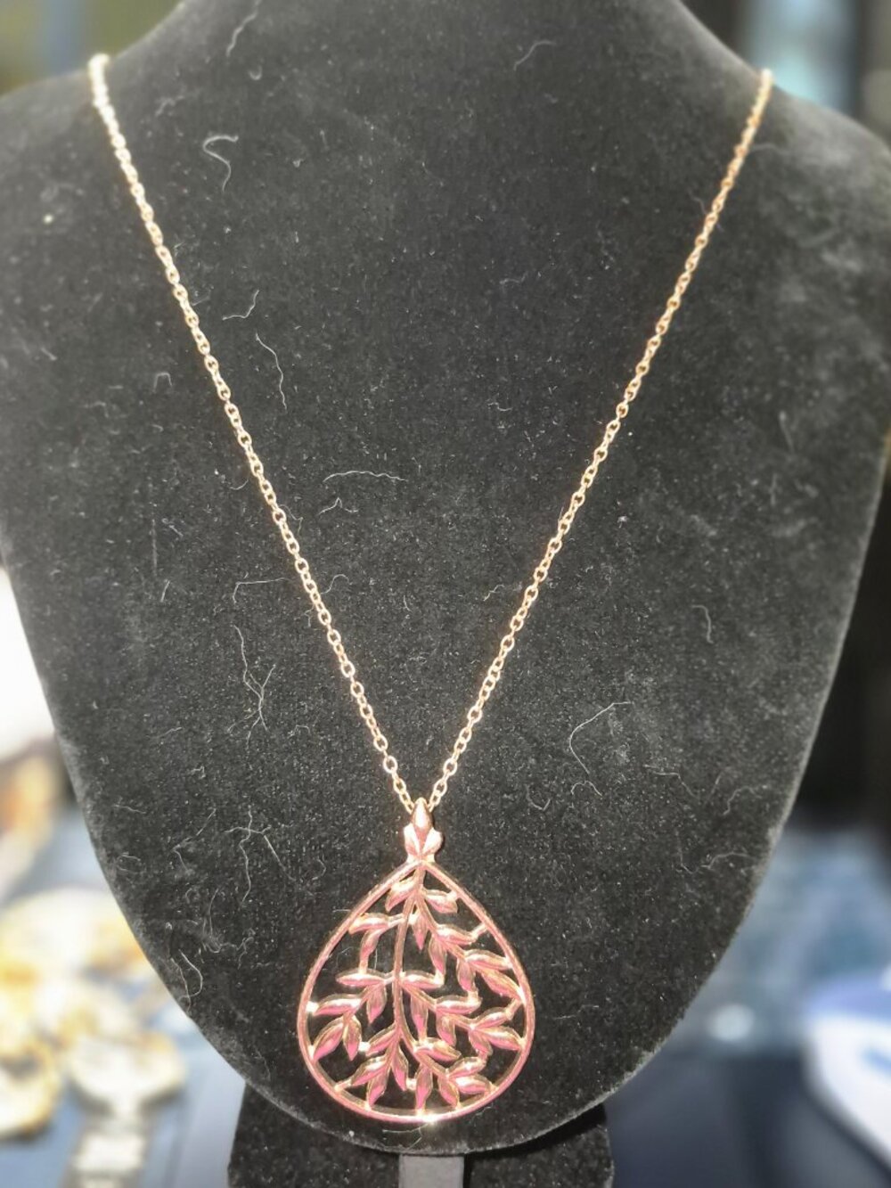 Paparazzi Bough Down Rose Gold Teardrop Leaf Necklace 36” + 3” Extender